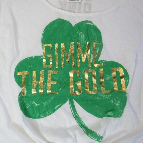 Pink Victoria's Secret GIMME THE GOLD Shamrock Cropped Tie Shirt Size XS - Picture 4 of 8